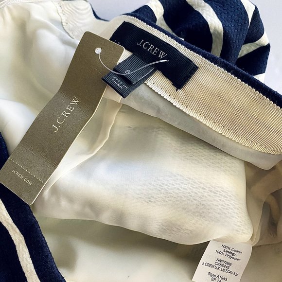 NWT J.Crew No 2 Pencil Skirt Contrast Stripes Navy Blue + White, size 6 - Picture 7 of 7